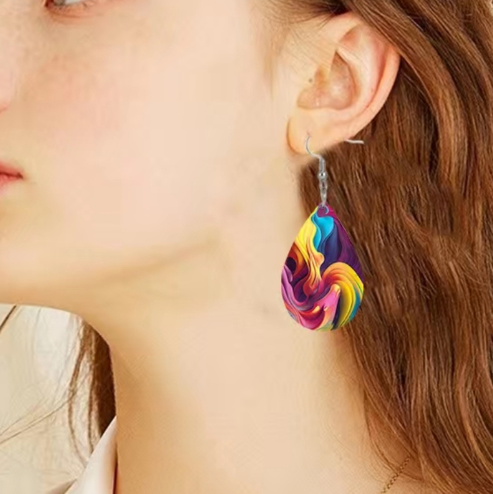 NWT Droplet Faux Leather Earrings - Picture 5 of 5